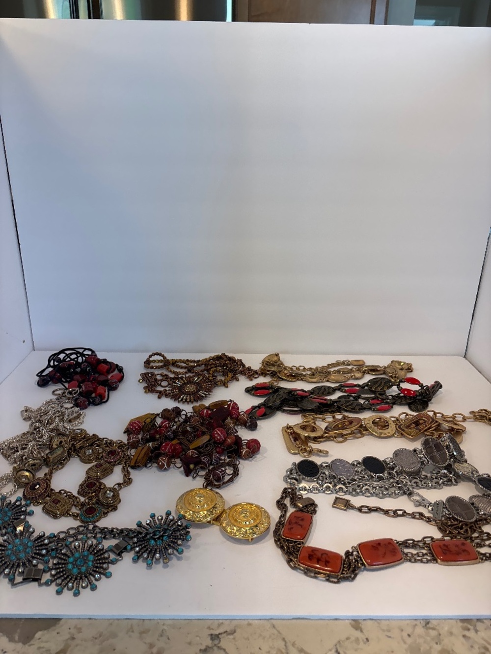 Lot of 11 Vintage  Retro Metal Beaded Statement Belts Chicos & More